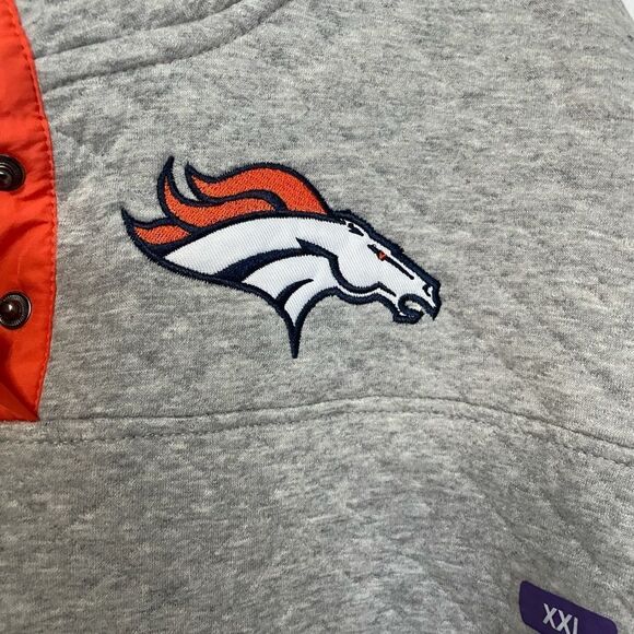 🟢NFL Broncos Quilted Light Grey Pullover XXL - Picture 3 of 9